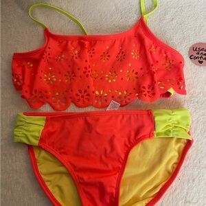 Justice Neon Pink and Yellow Bikini